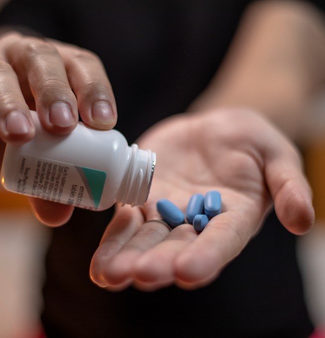 Bottle of PrEP pills